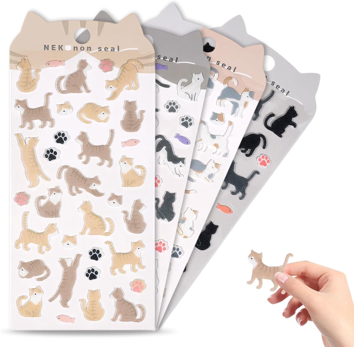 Ronte - Kattenstickers voor kattenliefhebbers - 4 vellen vinyl stickers - waterdicht - laptop - scrapbook - gitaar - waterfles - dagboek.