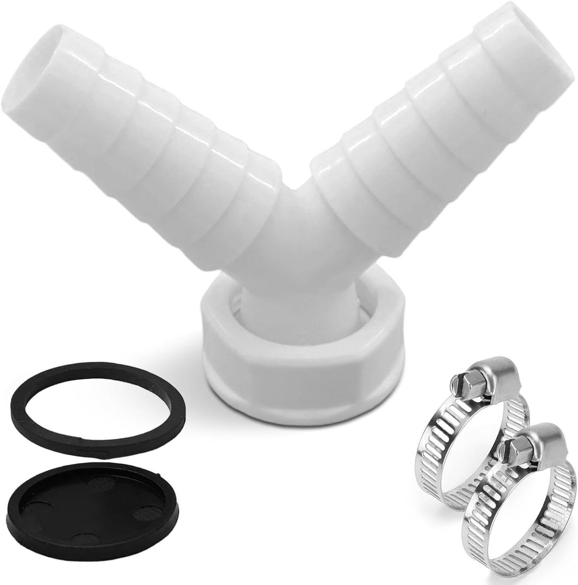 Washer Connection Adapter, Double Connection Washing Machine 1 Inch Drain Pipe Washing Machine Drain Y-Shaped Washer - ShopVlot