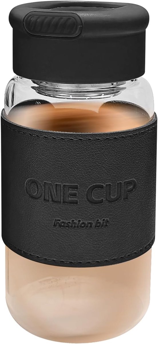 SnelShoppen - Protein Shaker met Geïntegreerde Zeef en 304 RVS Mengbal - 500 ml BPA-vrije Glazen Drinkfles, Lekvrij, Antislip Ontwerp voor Fitness, Zw