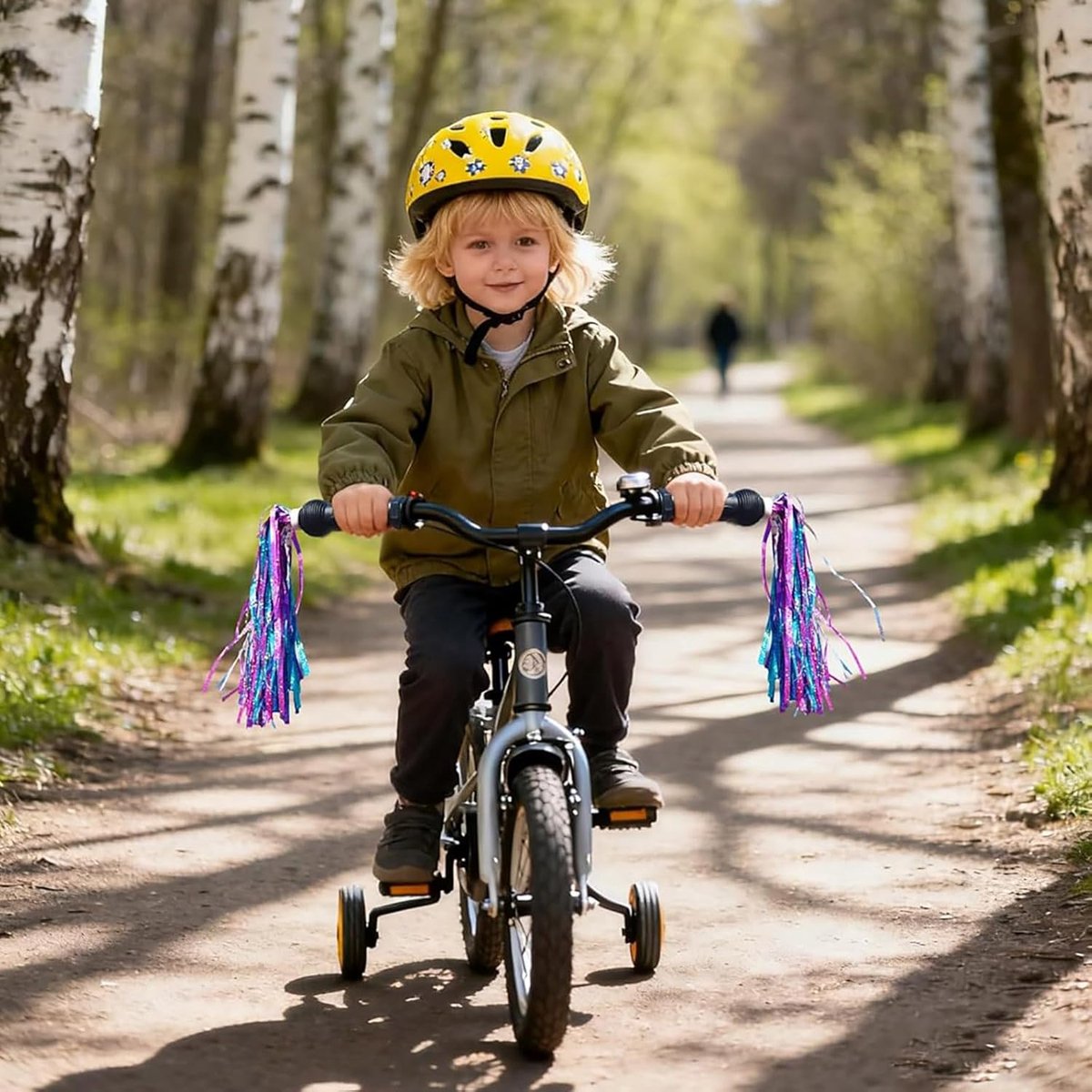 SnelShoppen - Fietsstuur met Kleurrijke Ribbons en Fringes voor Kinderen, Garlands voor Jongens en Meisjes Fiets- en Step Sturen, Shiny Blauw Paars -