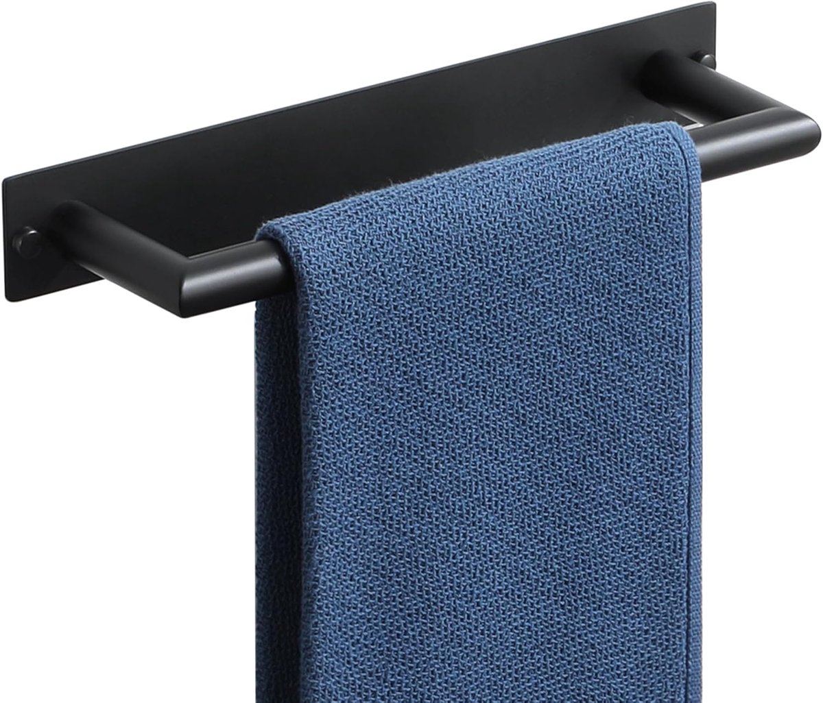 SnelShoppen - Handdoekhouder Dubbel 304 Roestvrij Staal, Wandmontage Handdoekbar, Zwart Badkamer Set, Handdoekhouder voor Badkamer, Keuken, Wastafel,