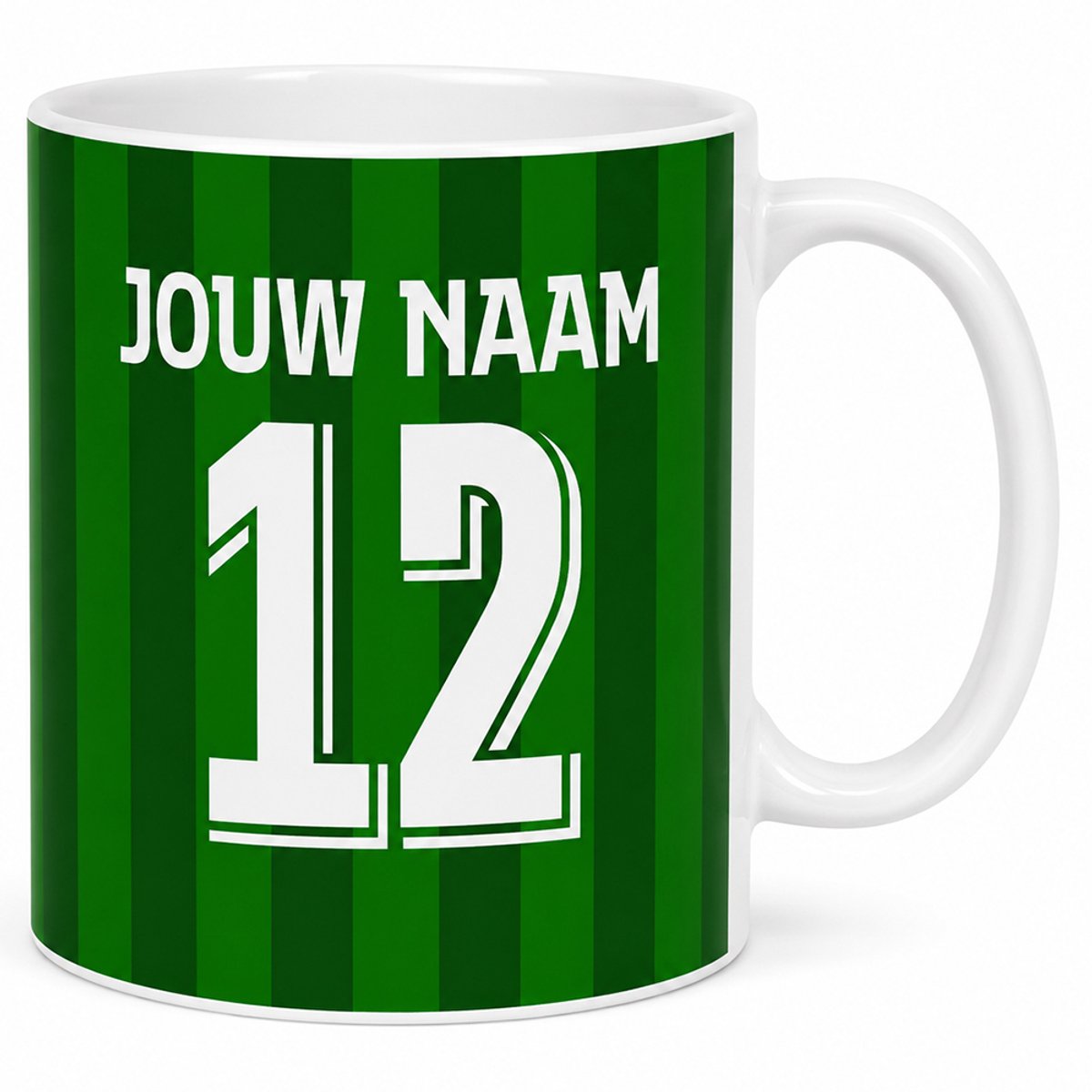 Voetbalmok Power Collection – Kleur Groen – Gepersonaliseerde Mok met Naam en Rugnummer – Voetbal Mok – 325 ml