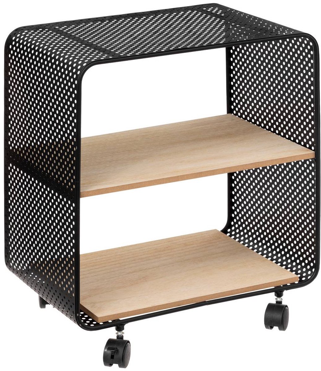 Étagère à roulettes 2 cases, Noir