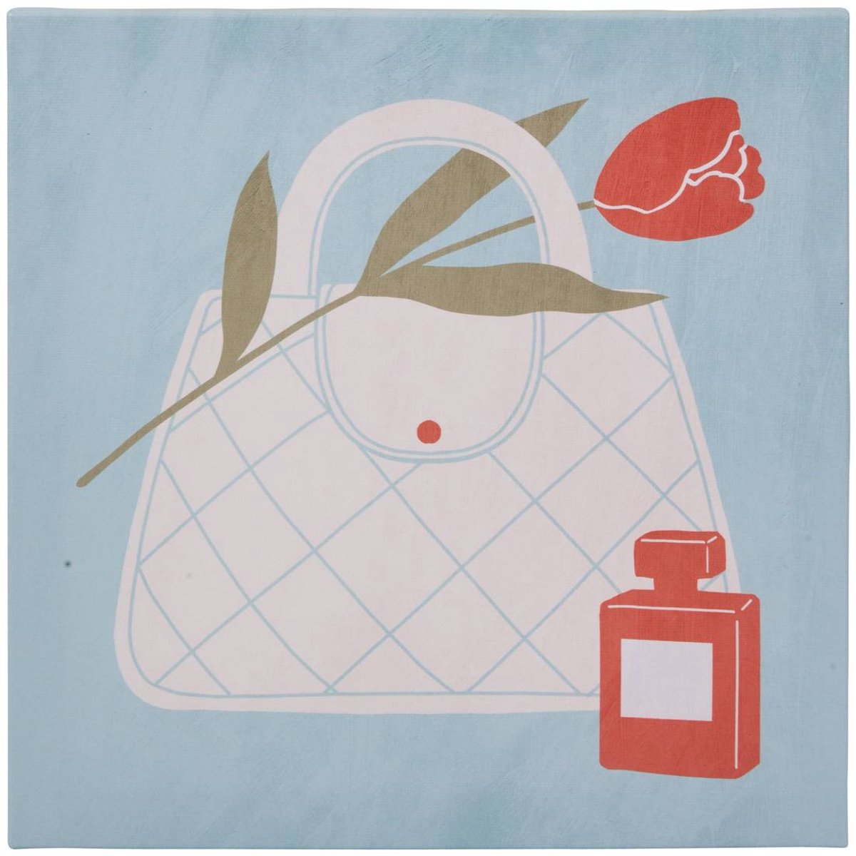 Canvasdoek met vrouwelijke illustratie 28x28 cm FRANY