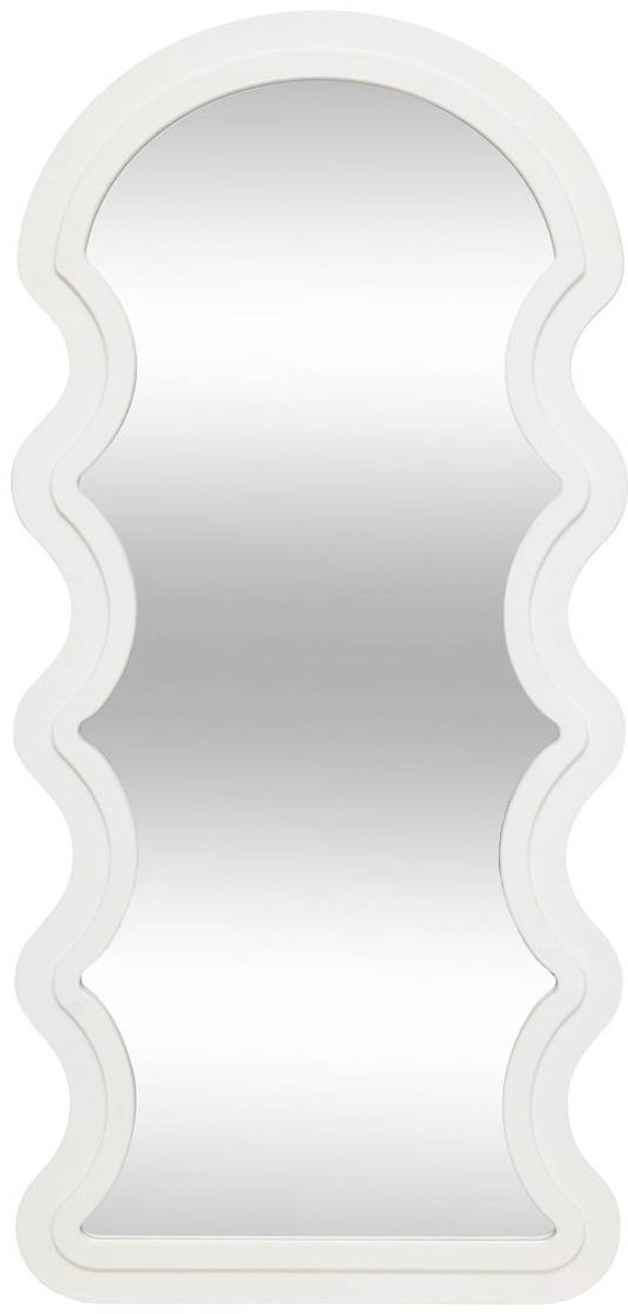 Witte wandspiegel met golfmotief EMILY