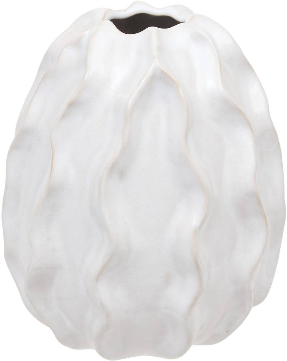 Atmosphera Créateur d'intérieur® Vaas met organische textuur van geglazuurd steengoed SANDRI Blanc