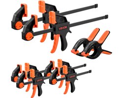 VEVOR Eenhandige Klem, 8 Stuks, Opening 15,24 en 30,48 cm, met Veerklemmen, Snelontgrendelingsklem, 70 kg Klemkracht, Schroefklem, Zelfvergrendelend Ontwerp, Klem voor Hout- en Metaalbewerking