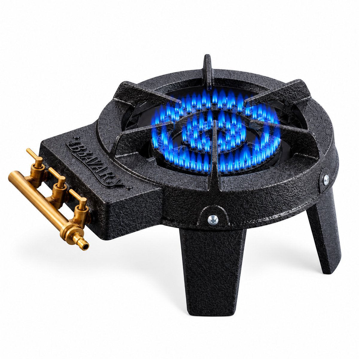 Bavary ® Gietijzeren Ringbrander - 3 kranen - Afzonderlijk instelbaar - Gaskookstel - Diameter 30 cm