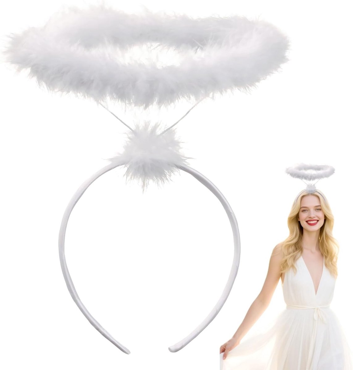 Witte Aureola Haarband voor Engelenthema, Halloween Kostuum, Carnaval en Cosplay Feestjes