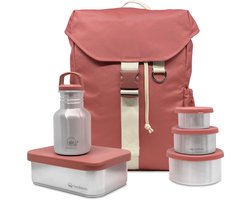 Smikkels - Startset basisschool - Schoolset Daily Wander Basic Roze - Rugzak - RVS lunchbox - drinkfles - fruitbakjes - kinderen