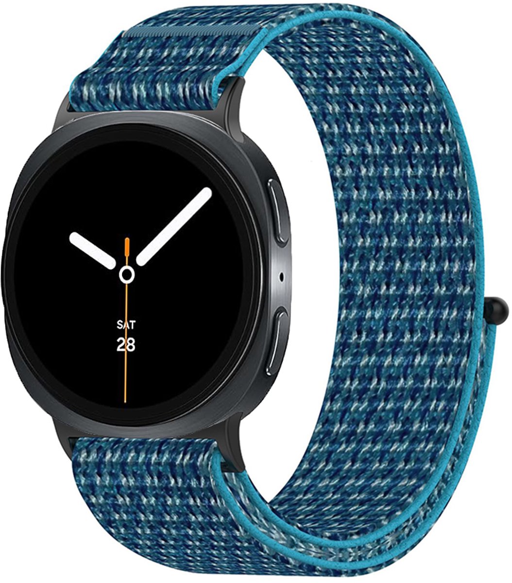 Stravo Nylon Loop Bandje met Klittenband – Geschikt voor Samsung Galaxy Watch 9 (40/44mm) / Watch 8 (40/44mm) / Watch 8 Classic (46mm) – Lichtgewicht & Ademend Horlogebandje – Blauw
