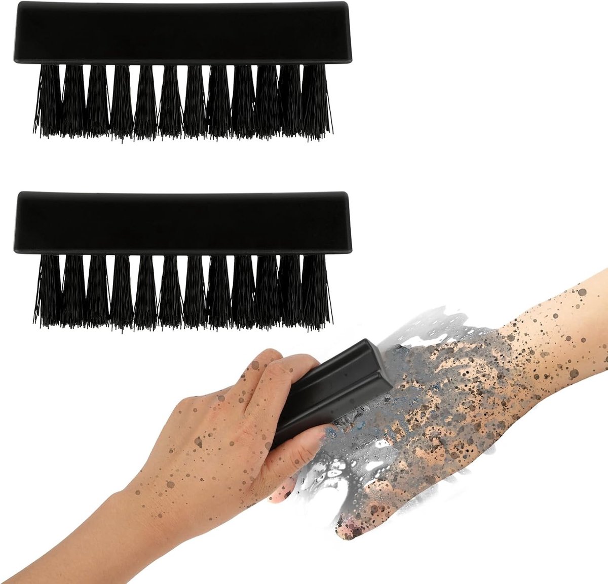 Handnagelborstel voor het reinigen van nagels, duurzame nylon borstelharen, ideaal voor mannen, tuinier en mechanica, scrubben onder vingers en tenen (2 stuks)