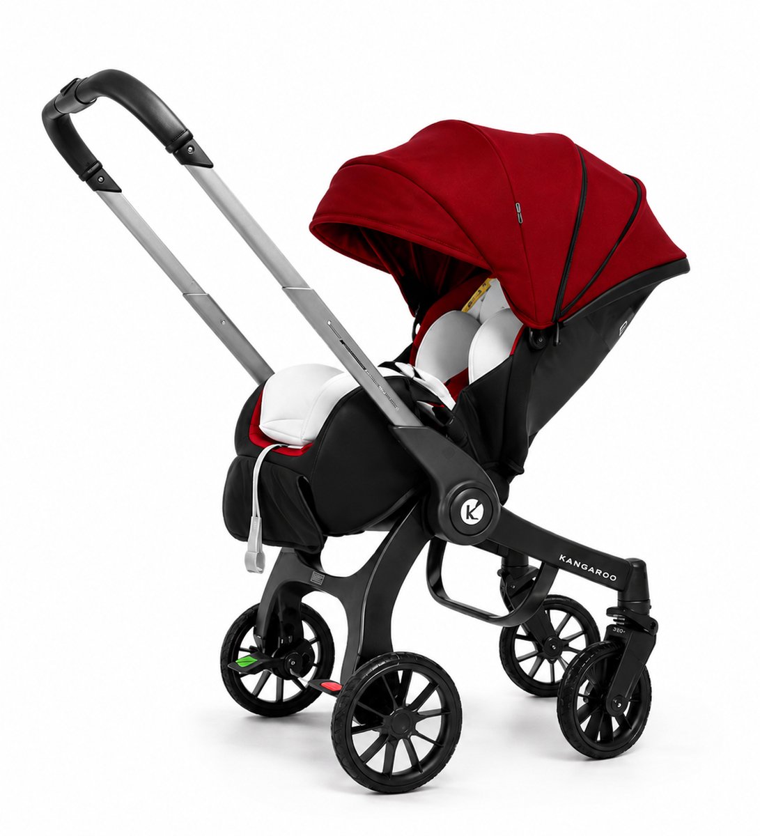 4-in-1 Kinderwagen Met Autostoel en Reiswieg - Opvouwbaar - wine rood.