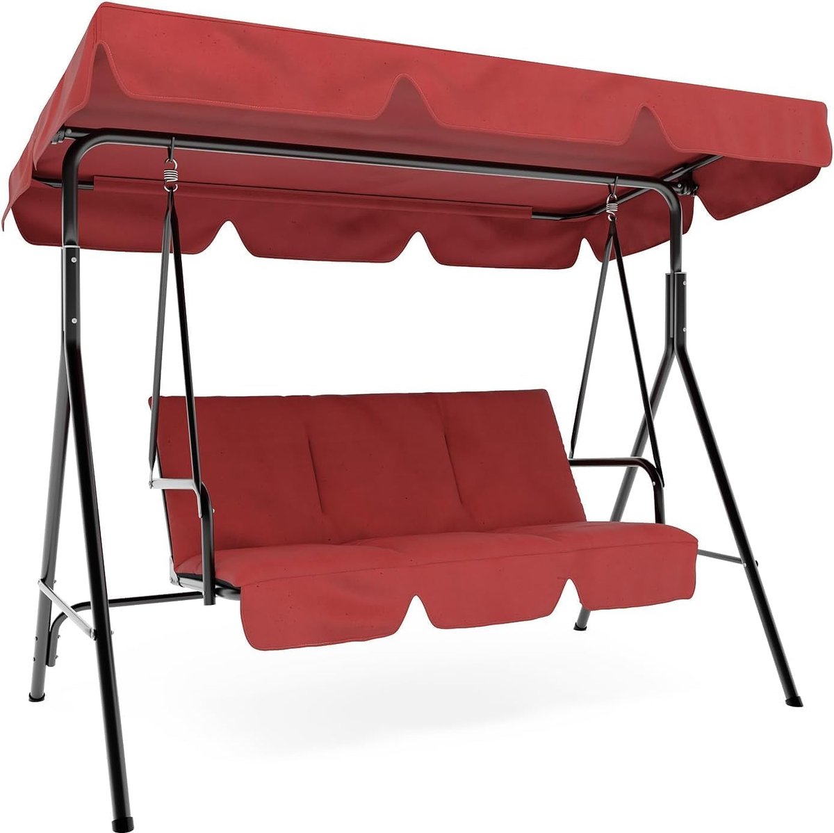 Triumpunpre Tuin Schommelstoel 170x110x153 cm - IJzeren Buiten Hangstoel Rood met Stabiel Frame - Comfortabele Patio Lounge Stoel voor Terras en Tuin