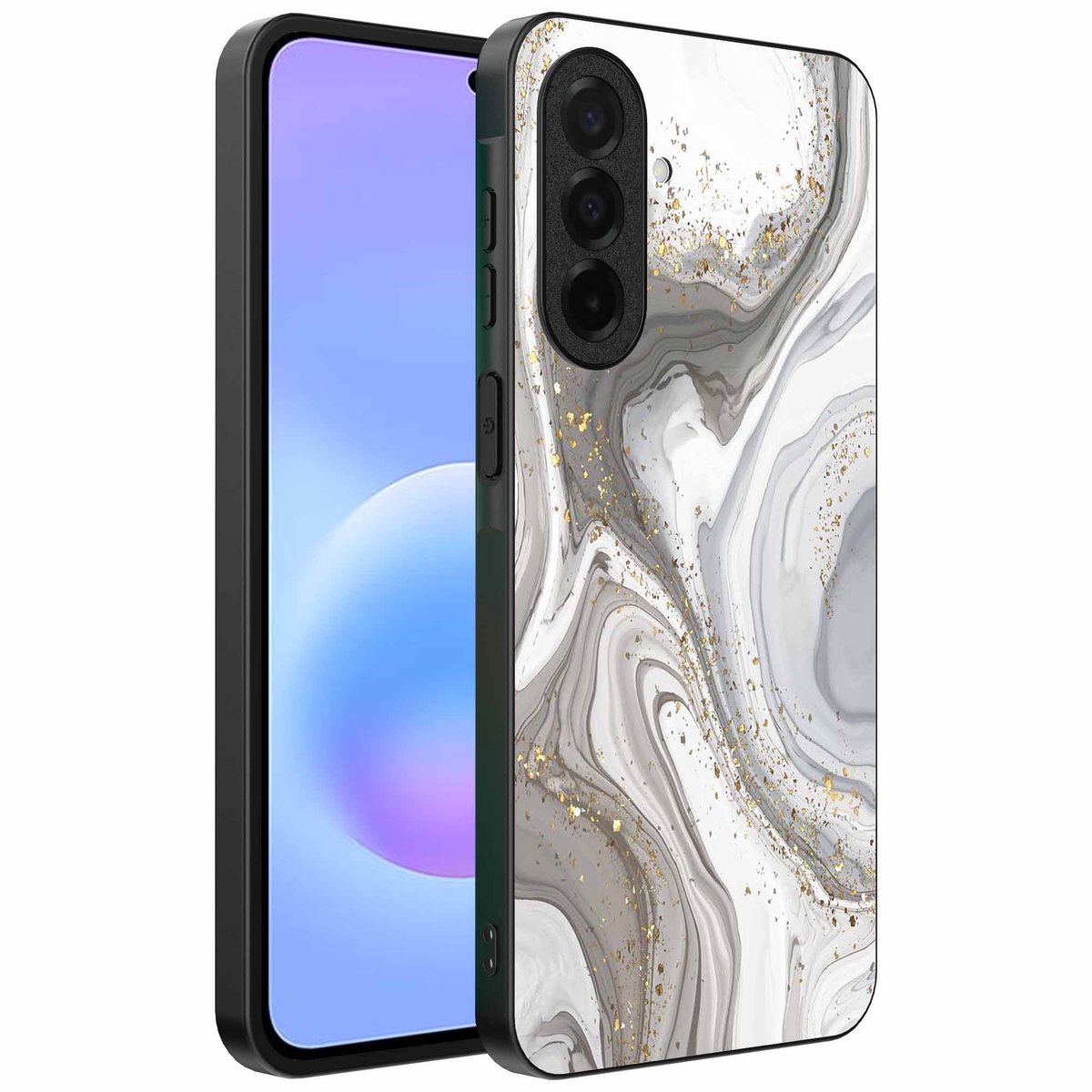 Geschikt voor Samsung Galaxy A57 Telefoonhoesje met marmer opdruk - TPU backcover case marble design - Zilver - Smartphonica geschikt voor Samsung Galaxy A57