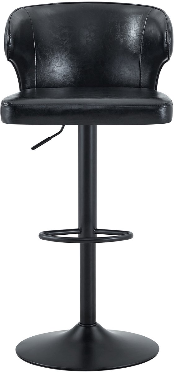 2-delige set barkrukken met rugleuning, hoogteverstelbaar, 362° draaibare barkruk met groot voetstuk en voetsteun, moderne keukenkruk voor bar, keuken, aanrecht (alleen stoelen)-Zwart+Zwart
