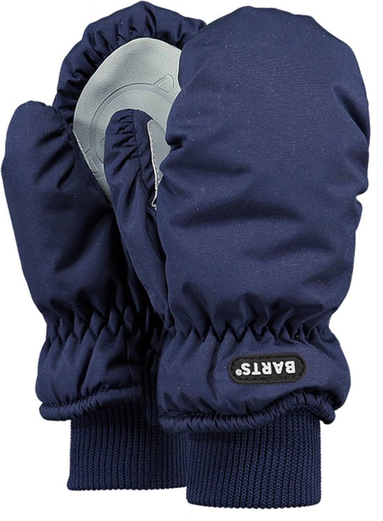 Donkerblauwe wanten van Barts voor kinderen met gebreide manchetten en een grijze handpalm.