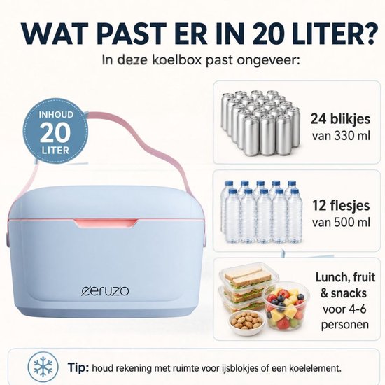 Ceruzo Koelbox 20 Liter - Verstelbare Draagriem - Blauw - Geschikt voor IJsblokjes van Ceruzo — afbeelding 5