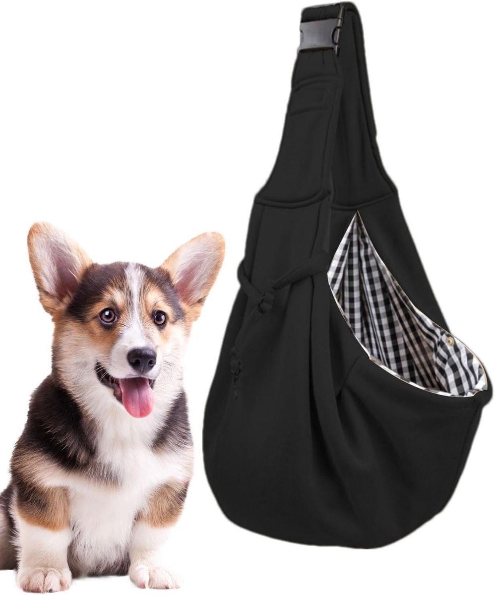 Draagtas Kleine Hond - Honden Draagzak - Reizen met Huisdier - Verstelbare Riem - 26.5cm - Zwart