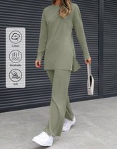 2 Delige Dames Lounge Set Muntgroen – 100% Katoen – Licht Oversized Maat XL