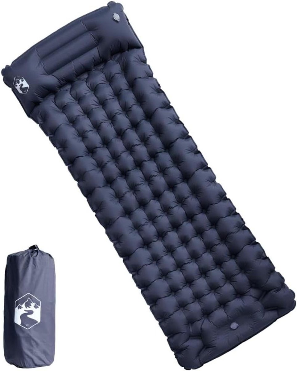 Zelfopblaasbare Campingmatras - Kampeermatras Slaapmat - Comfortabel Kamperen - Geïntegreerd Kussen - 200 x 75 cm - Grijs
