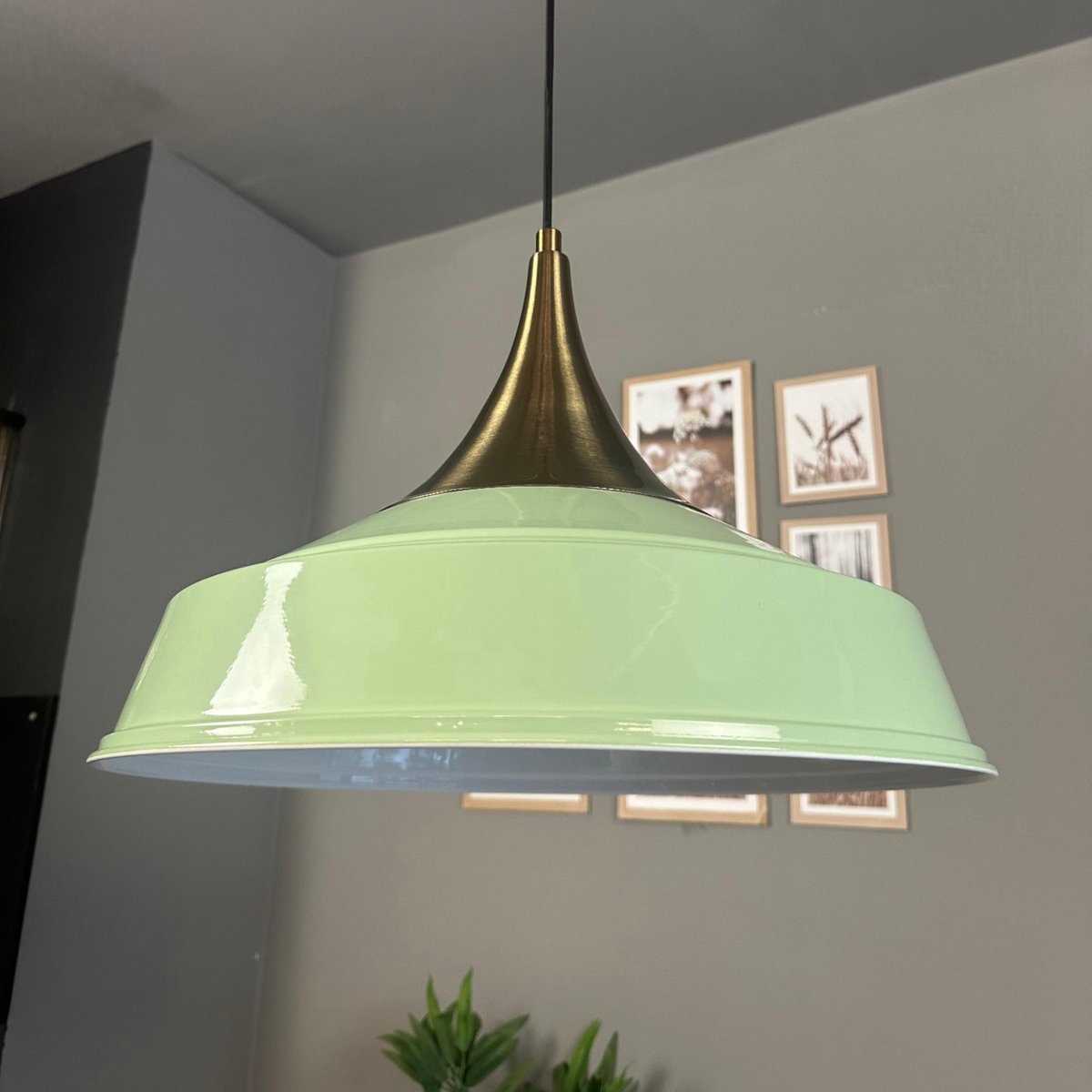 Bamyum Asletl hanglamp, industriële Modern stijl, Ø41 cm, groen metalen lamp
