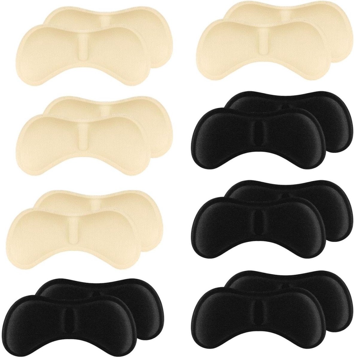 SSTRWGOOD 16 Stuks Binnenzolen voor Schoenen - Hakbeschermers met 180° Bescherming - Zelfklevend en Pasvorm voor Te Ruime Schoenen - Geschikt voor Bijna Alle Schoenmodellen - Polyester - 8 Zwarte en 8 Nude Kleur - 8,5x4x0,6cm