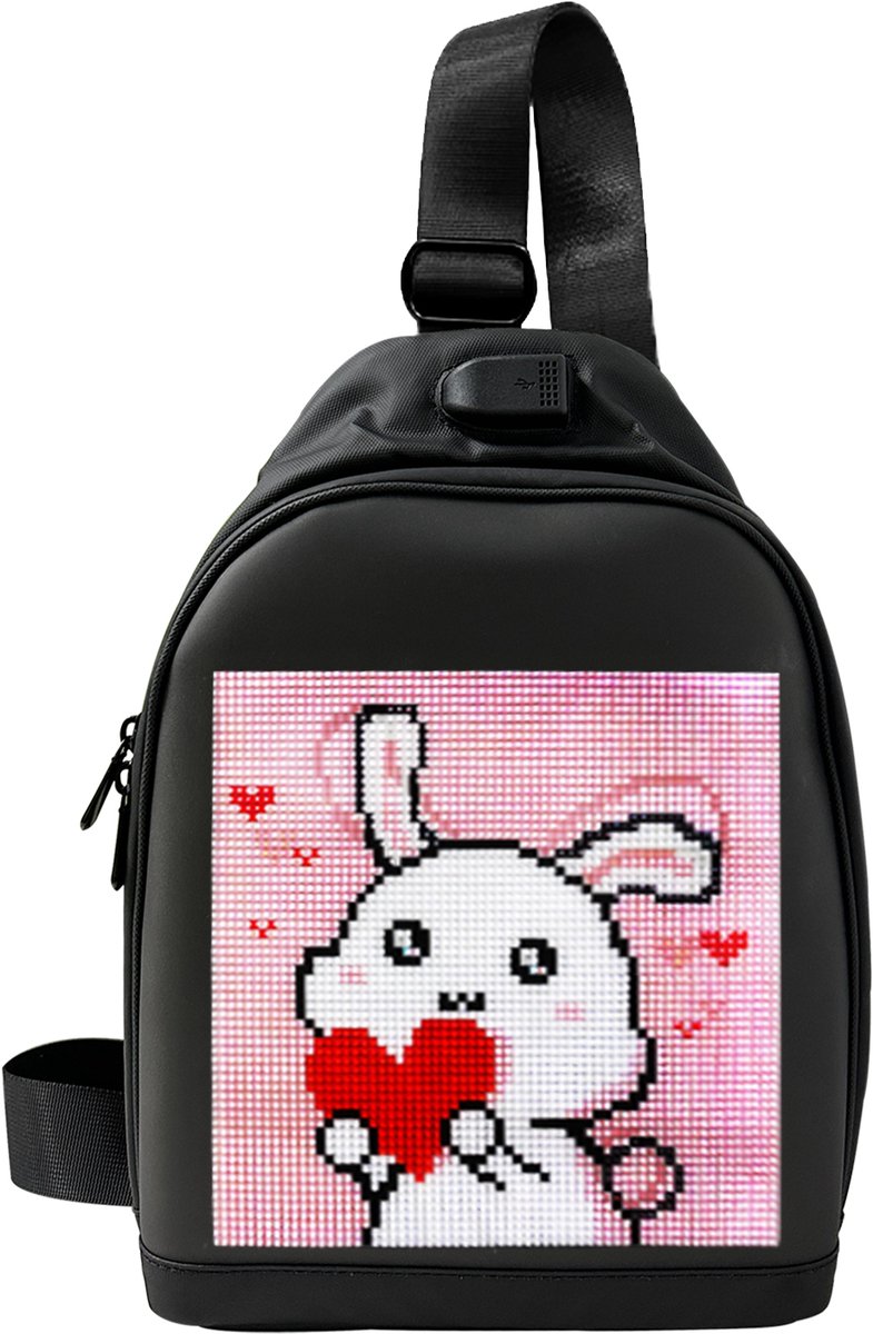 GYW LED Schoudertas B104 - Schoudertas - Zwart - Animaties, Teksten, Foto's & GIF's - Bluetooth Verbinding - Aanpasbare Display