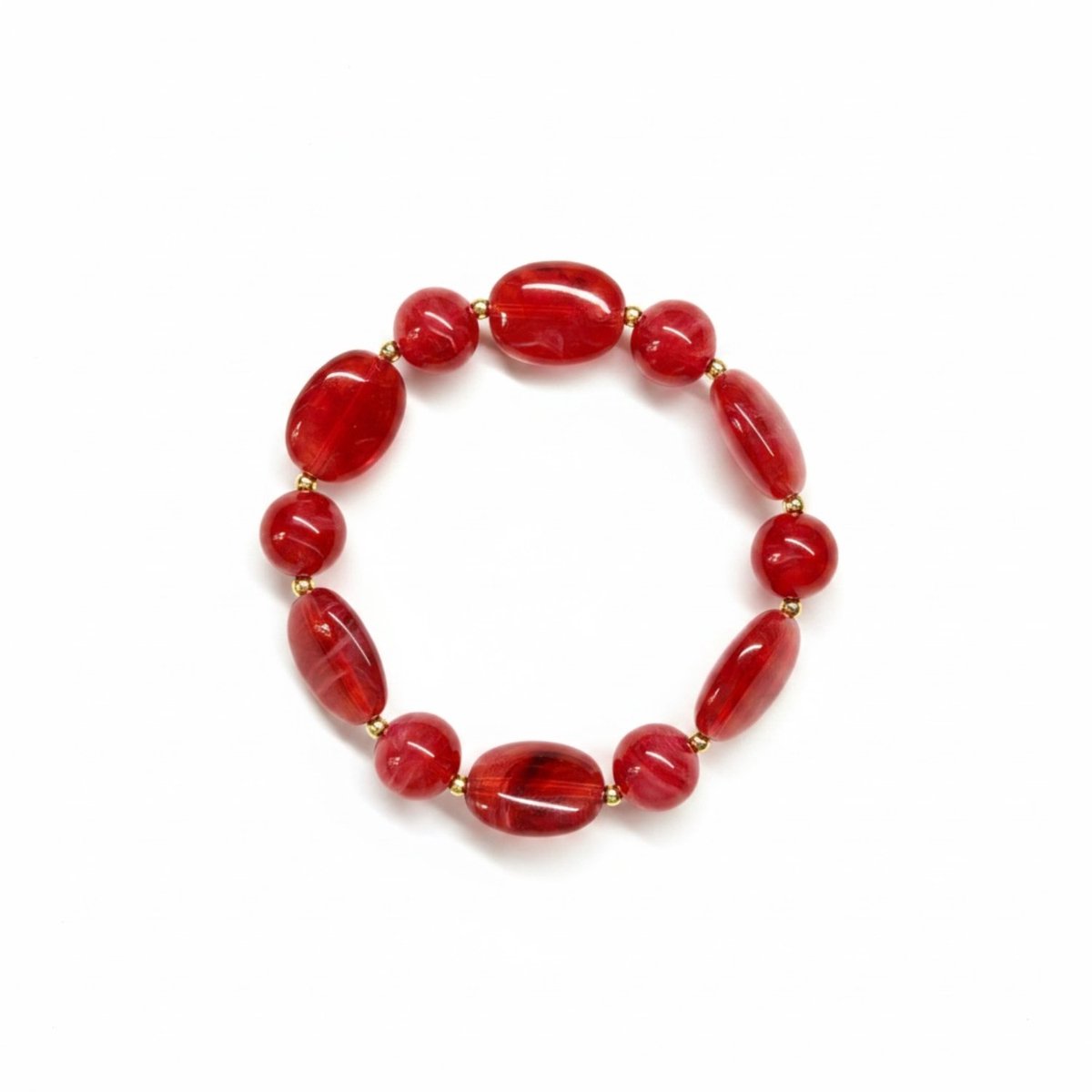2 Love It Ruby Passion Dames Armband - Maat M 18 cm - Acryl Kralen Rood Gemarmerd