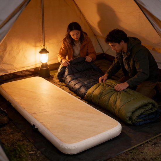 Opblaasbare Matras - Luchtbed Slaapmat - Kamperen Reizen - Extreme Temperatuurtolerantie - 200x65x15cm - Houtnerf — afbeelding 2