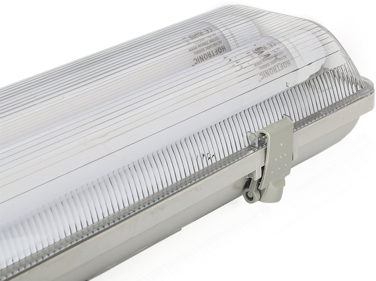 Aigostar LED TL armatuur 120cm dubbel - T8 (G13) - 36 Watt 6300 lumen (175lm/W) - 6000K daglicht wit (860) - Flikkervrij - IP65 waterdicht - LED TL Lamp Transparant