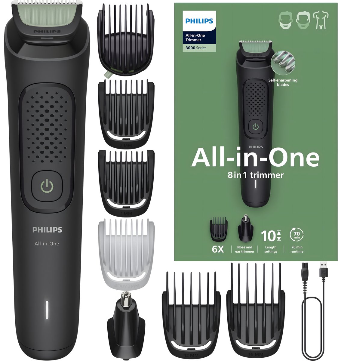 Philips Series 3000 MG3940/15 Multigroom Trimmer - 8-in-1 - Gezicht Haar Lichaam - Etui