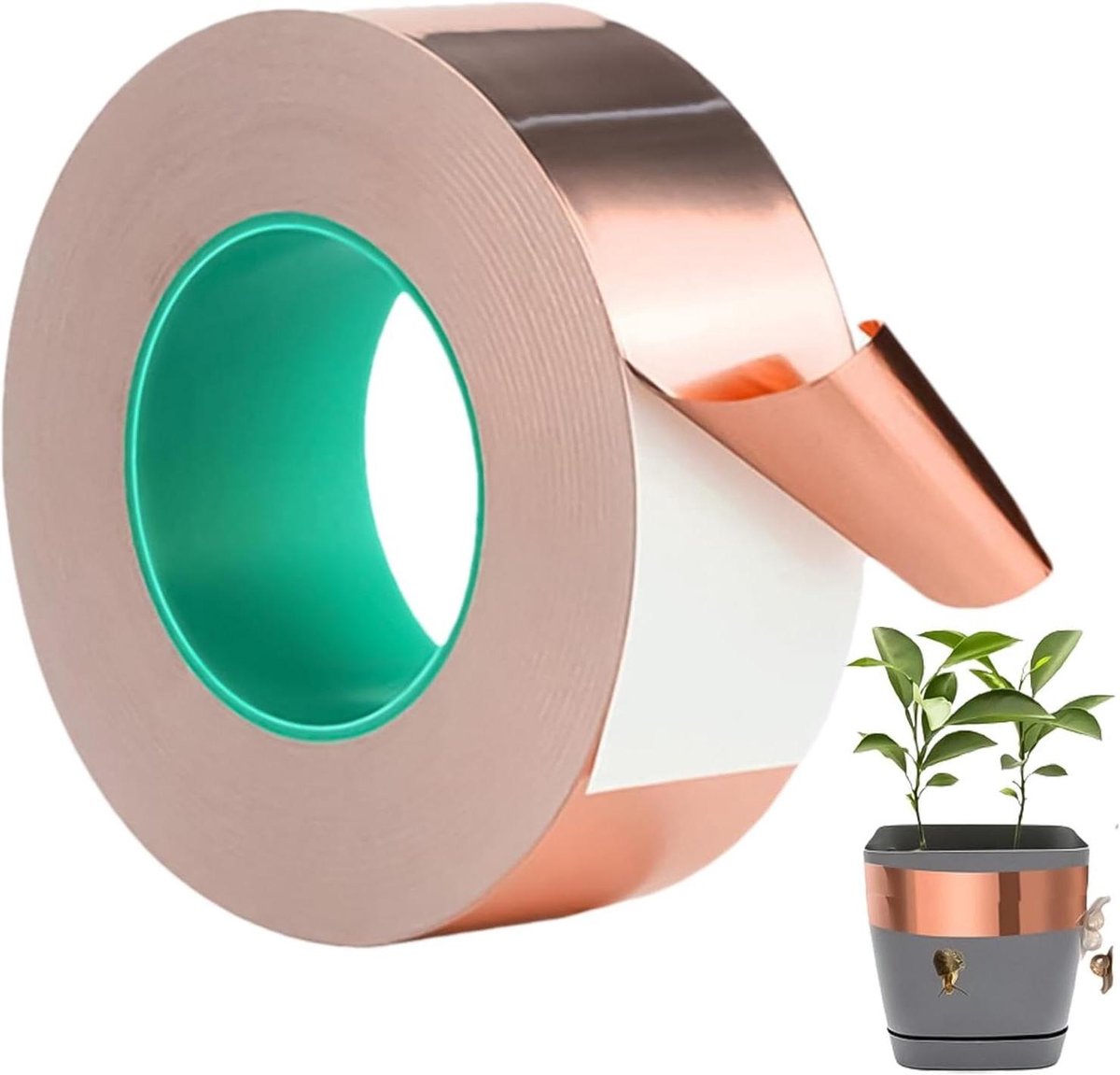 Koperband Slakkenbescherming - Afschermband Koperfolie - Planten Beschermen - Zelfklevend Geleidend - 11 x 11 x 3 cm - Koper