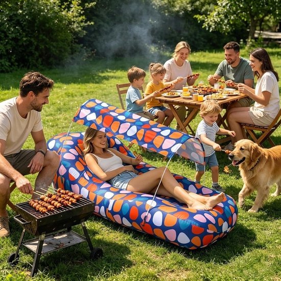 Opblaasbare Lounger - Luchtbank Zonnescherm - Buiten Ontspannen - Snel Opgeblazen - 190x75cm - Meerdere Kleuren — afbeelding 3