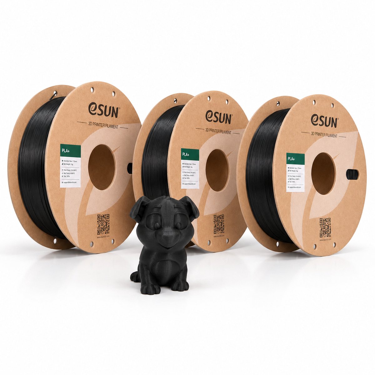 eSUN PLA Basic Filament Zwart 1.75 mm – 3 Pack (3x 1 kg) – 3D Printer Filament