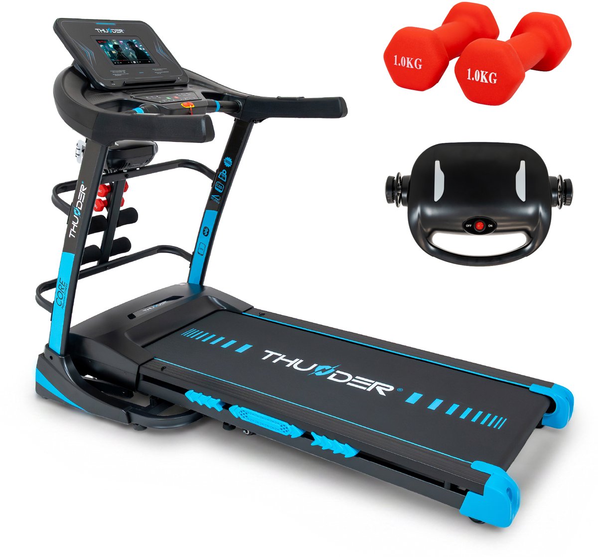 THUNDER Loopband - 20 km/u - 22 hellingsniveaus - 10" TFT Android - 180 kg - THUNDER CORE-DS-TFT-BLACK
