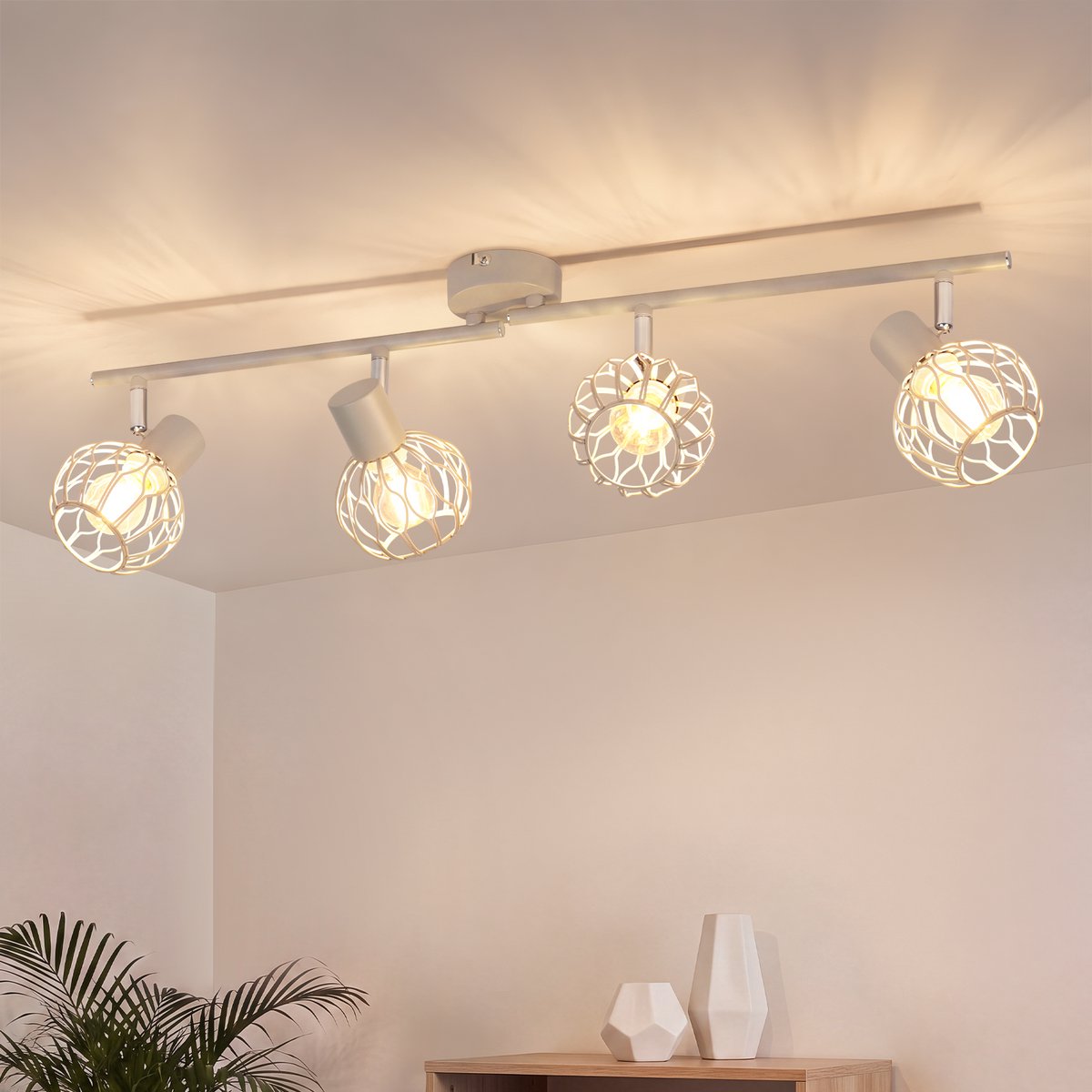 NETTLIFE LED Plafondspot 4-Flammig Grijs - E14 Metalen Deckenlampe | 350° Draaibaar & Schwenkbaar | Moderne Plafondlamp voor Woonkamer, Keuken & Hal | Zonder Lampen