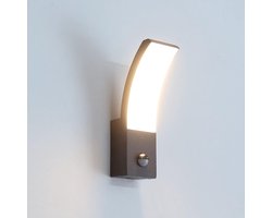 Merkloos LED-wandlamp voor binnen en buiten met bewegingsmelder, 9W buitenlamp aluminiumgietwerk moderne wandverlichting IP54 waterdichte LED-lamp 3000K [Energieklasse…