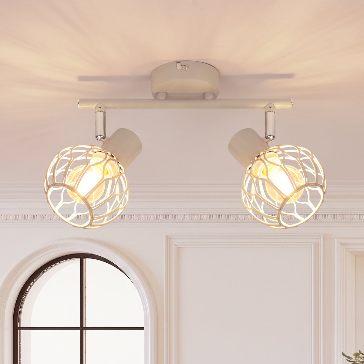 NETTLIFE LED Plafondspot 2-Flammig Grijs - E14 Metalen Deckenlampe | 350° Draaibaar & Schwenkbaar | Moderne Plafondlamp voor Gang Keuken & Hal | Zonder Lampen