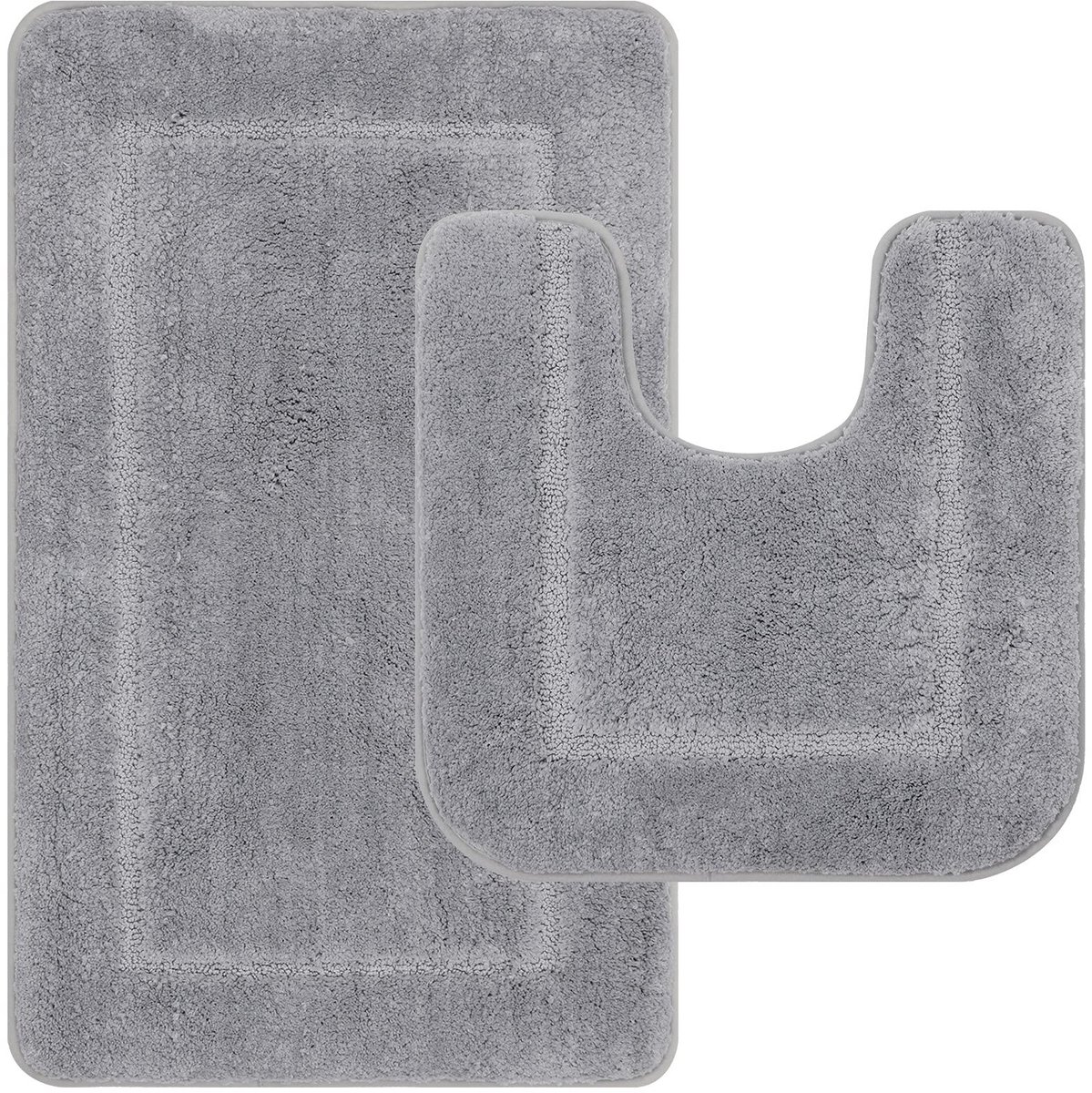 Omgoods - Antislip Badmatten Set 2-delig Microvezel Grijs