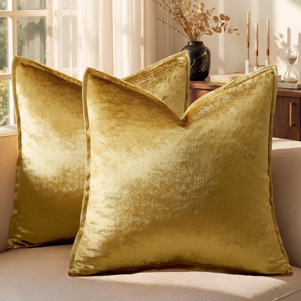 Omgoods - Set van 2 Velvet Kussenhoezen 50x50cm voor Sofa