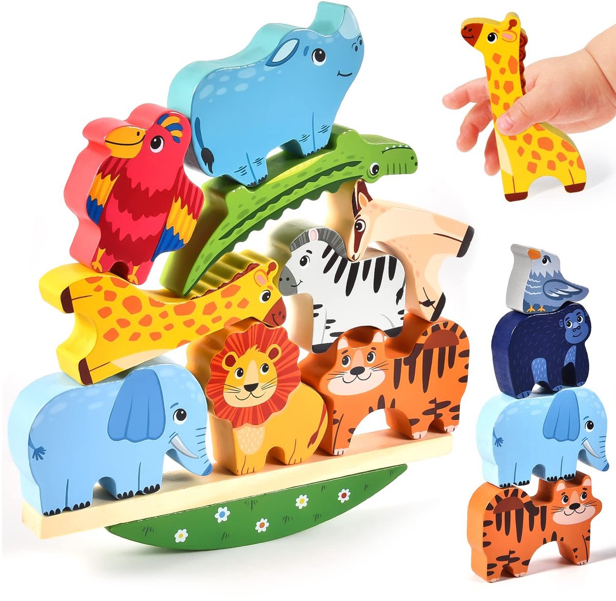 Omgoods - Houten Stapelspel met Dieren voor Kinderen