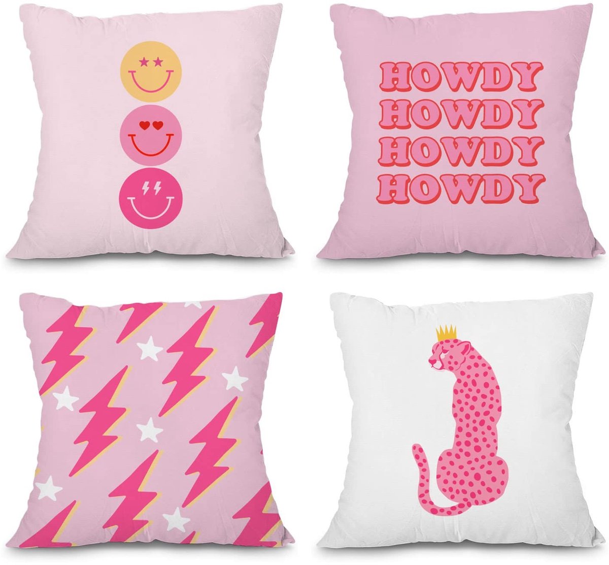 Omgoods - Set van 4 Decoratieve Kussenslopen 18x18 Inch Warm Roze