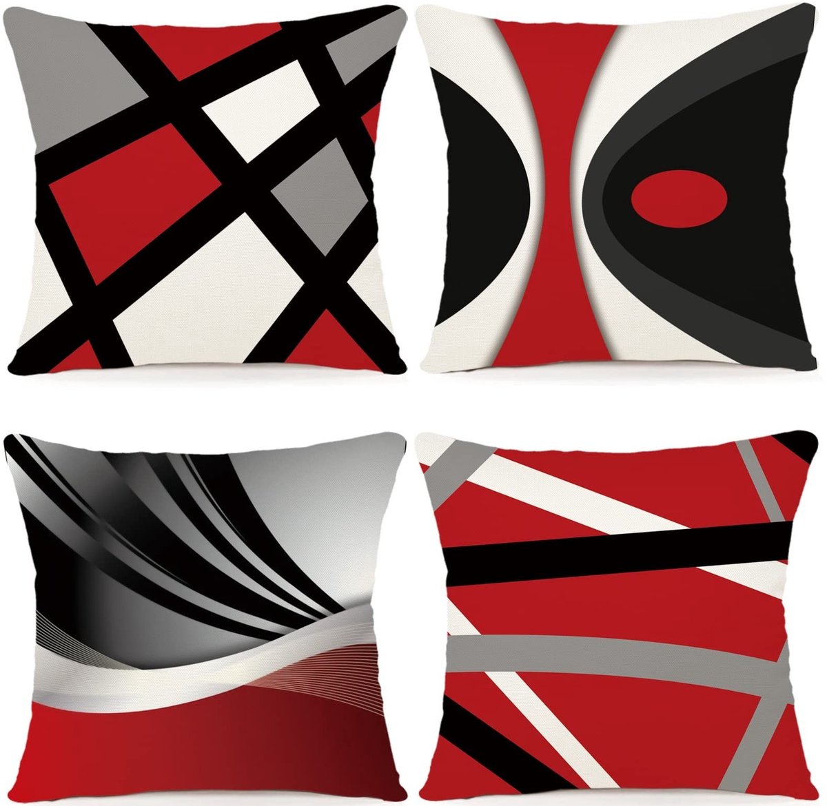 Omgoods - Set van 4 Kussenhoezen 40x40cm met Geometrisch Patroon