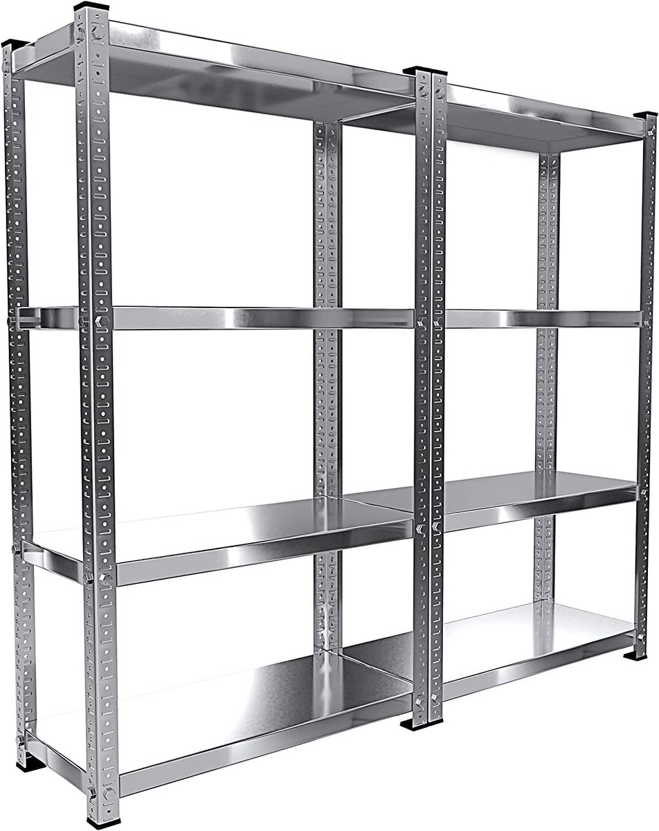Omgoods - Metalen Opbergplanken met 4 Verstelbare Planken voor Garage of Werkplaats
