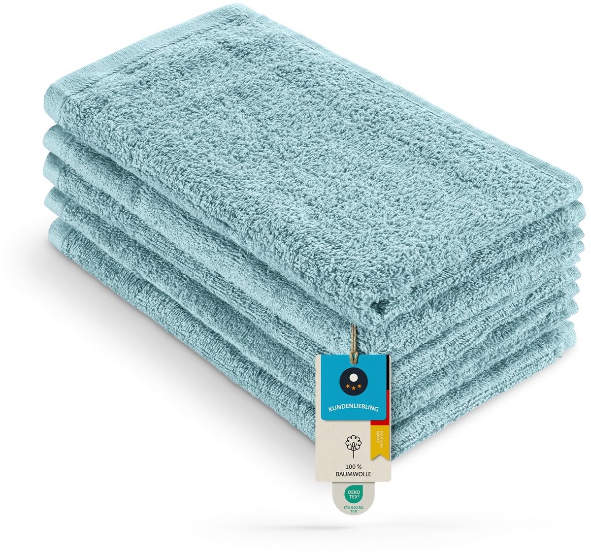 Omgoods - Handdoekenset - 5 Gastendoekjes 30x50cm - 100% Katoen - Turquoise