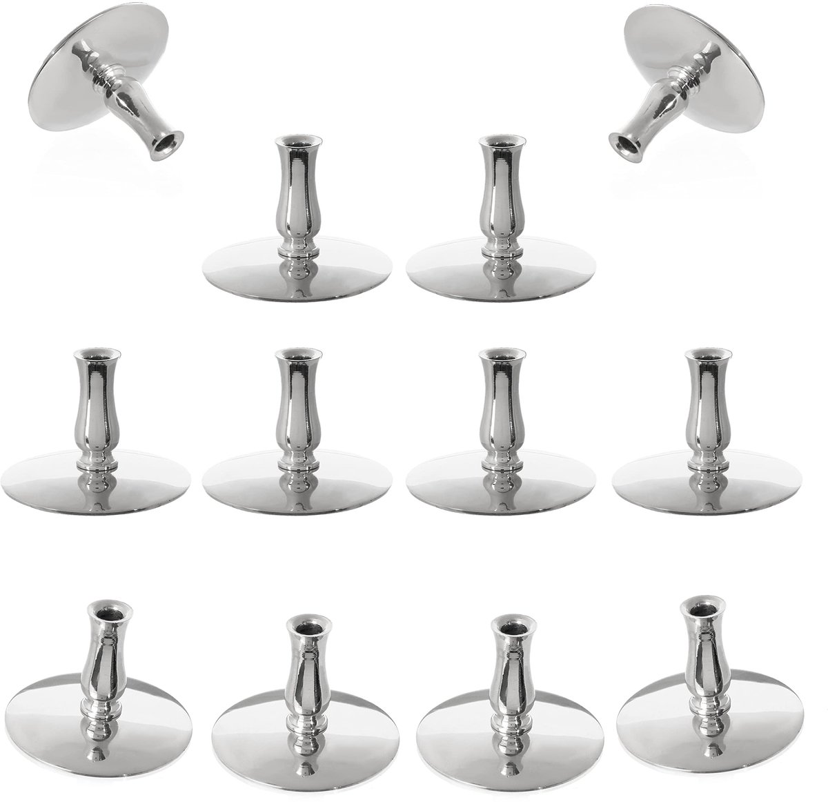 Omgoods - Set van 12 Messing Kaarsenhouders voor Dunne Altar Kaarsen