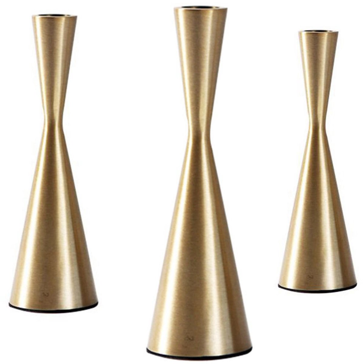 Omgoods - Set van 3 Messing Kaarsenhouders voor Taper Kaarsen