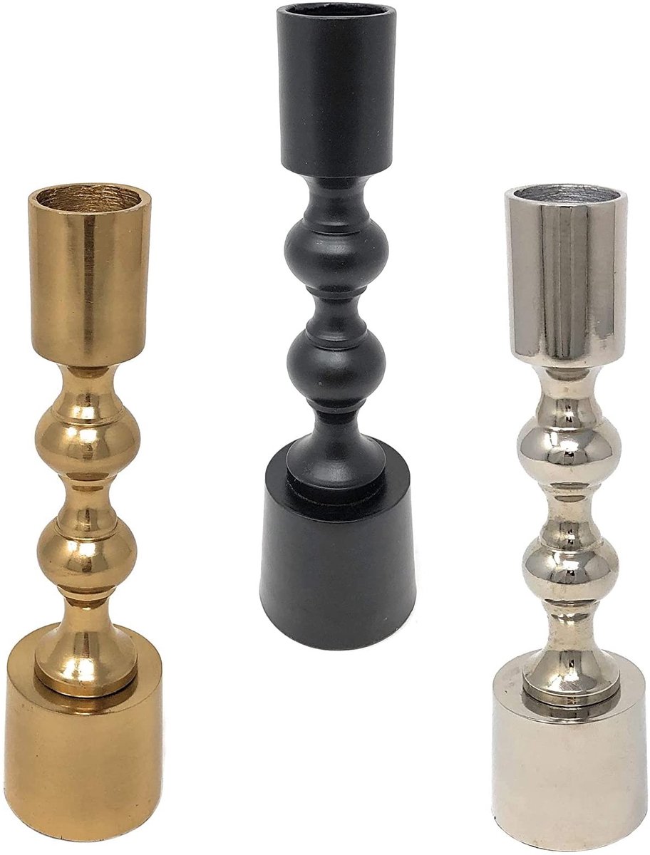 Omgoods - Set van 3 Elegante Metalen Kaarsenhouders in Diverse Kleuren