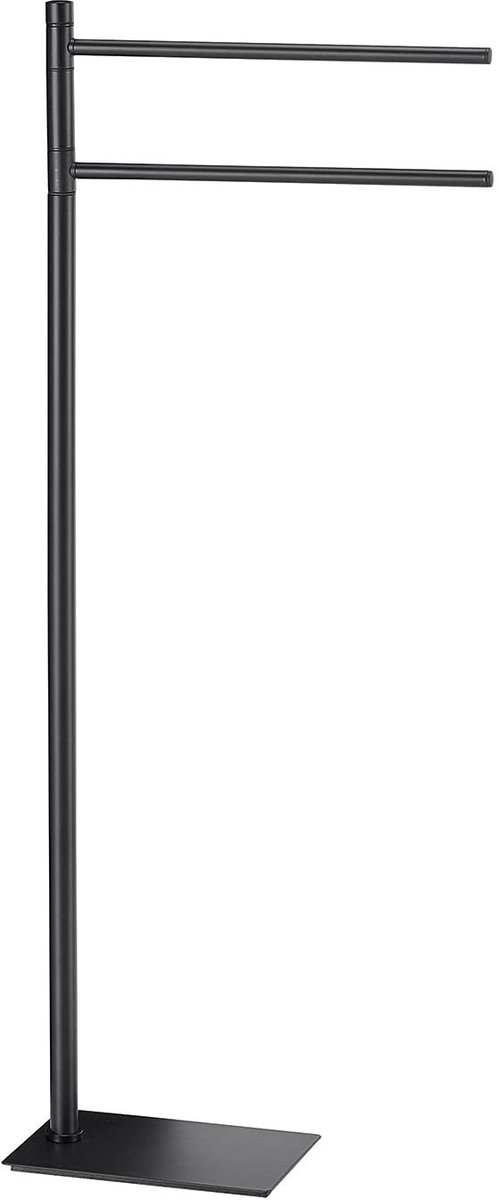 Omgoods - Vrijstaande Handdoekhouder Zwart met Wit - RVS en Cromall - 83.5 cm